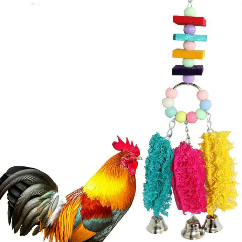 2PCS Small, Medium And Large Parrot Toy Pet Chicken Toy Loofah Bite Bird Toy
