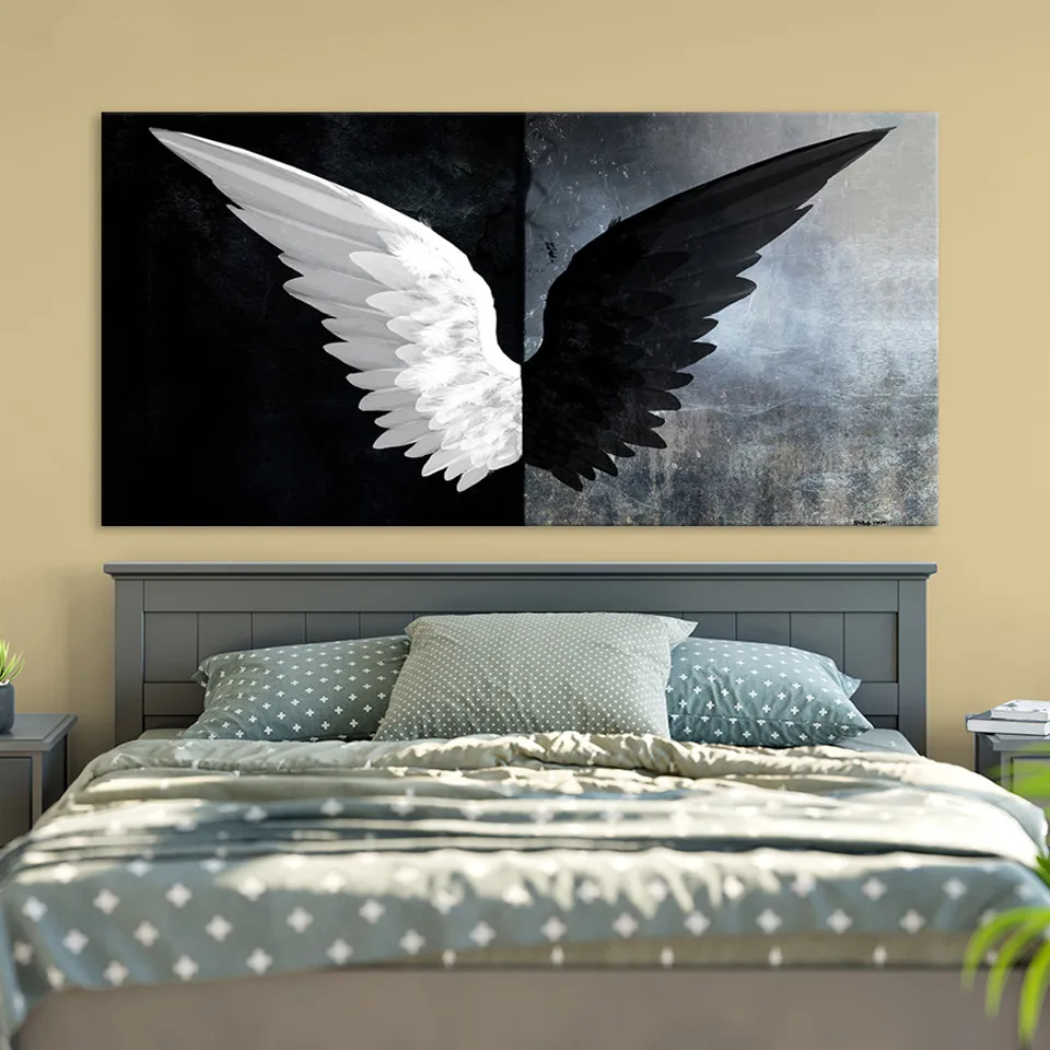 

Modern Black White Feather Angel Wings Diamond Embroidery Cross Stitch Full Square Round Diamond Painting Home Decoration N11