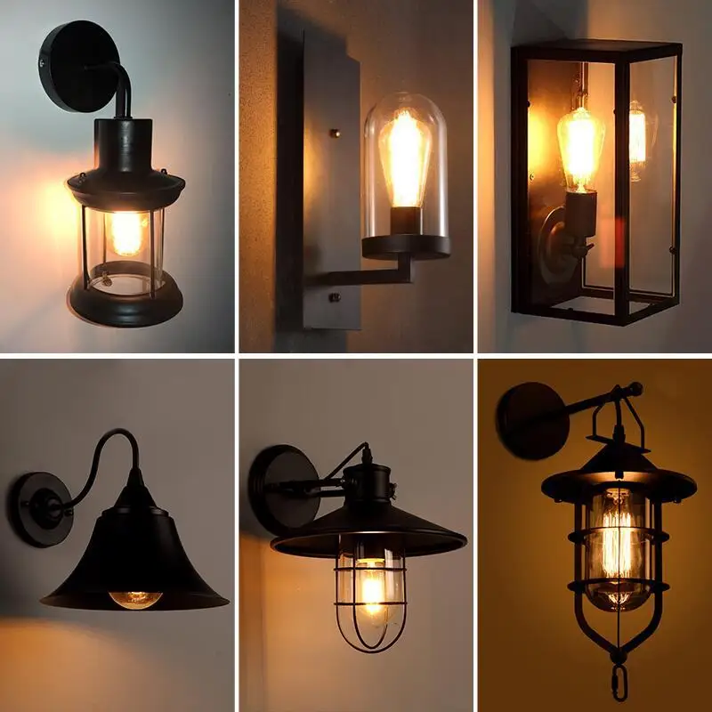 

American retro industrial style creative bedside lamp balcony aisle wrought iron nostalgic corridor bar cafe lamps LX102214