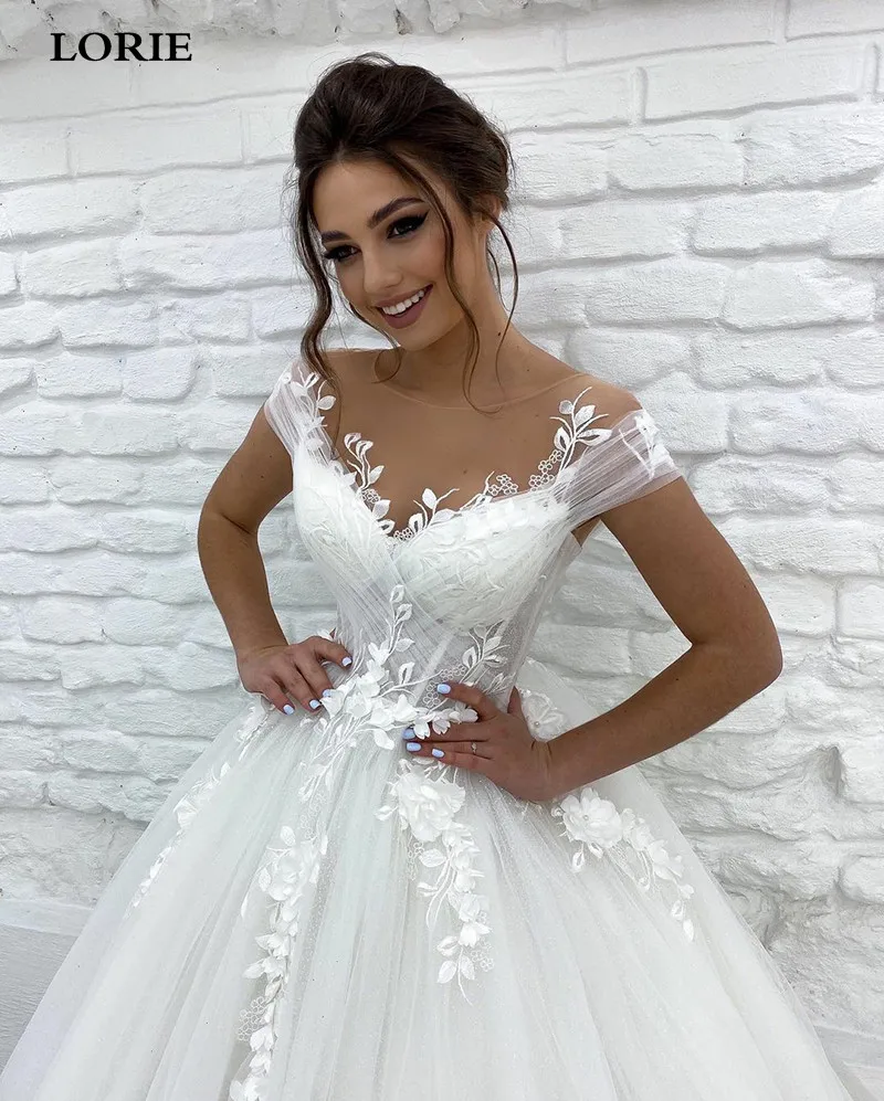 LORIE Princess Wedding Dress off The Shoulder 3D Lace Appliques Boho Bride Dresses Vestido De Novia Customized Ball Gowns 2022