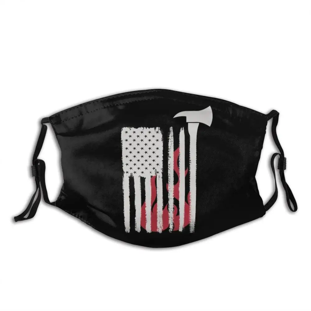 

Firefighter American Flag Thin Red Line Fireman Apparel Print Washable Filter Anti Dust Mouth Mask Fire Fireman Firefighter Usa