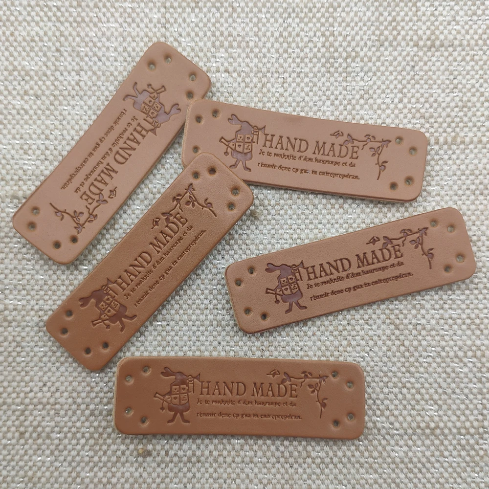 Win-Win Logo Hand Made Leather Labels For Gift Sewing Win Logo Hand Made Tags For Clothes Gift Handmade Leather Sewing Label