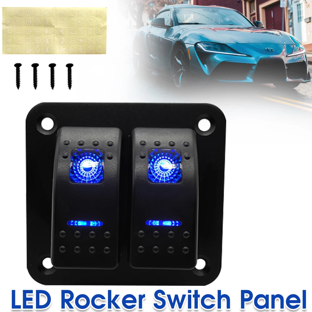 2 3 4 5 6 8 Gang Rocker Switch Panel 12V/24V Blue LED Toggle Switch Panel For Auto Marine Boat Waterproof ON/Off Control Panel