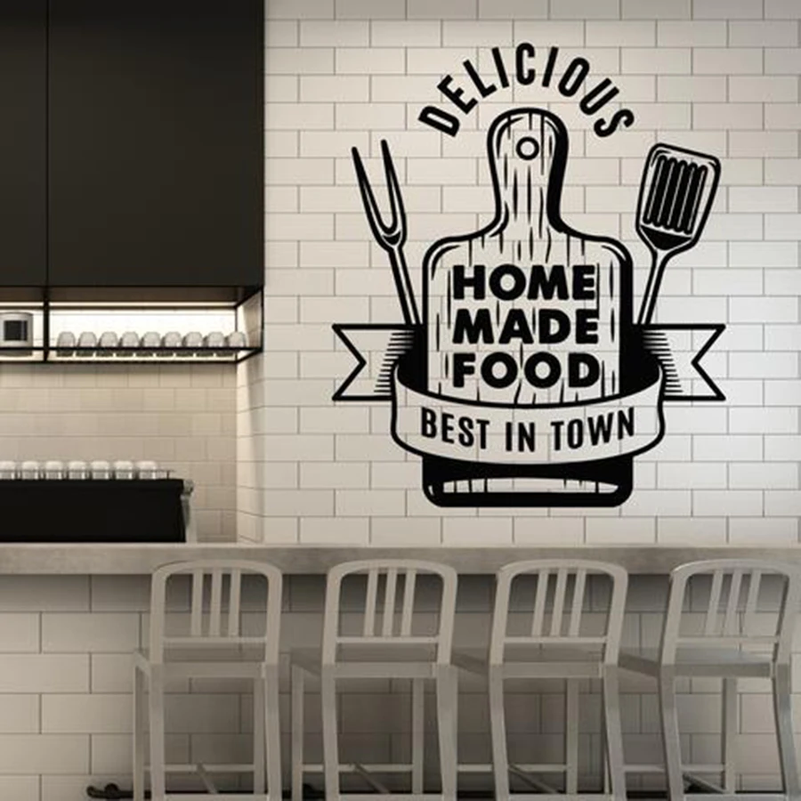 Wall Decal Cutting Board Home Made Food Delicious Kitchen Restaurant Interior Decoration Vinyl Window Stickers Words Mural M655