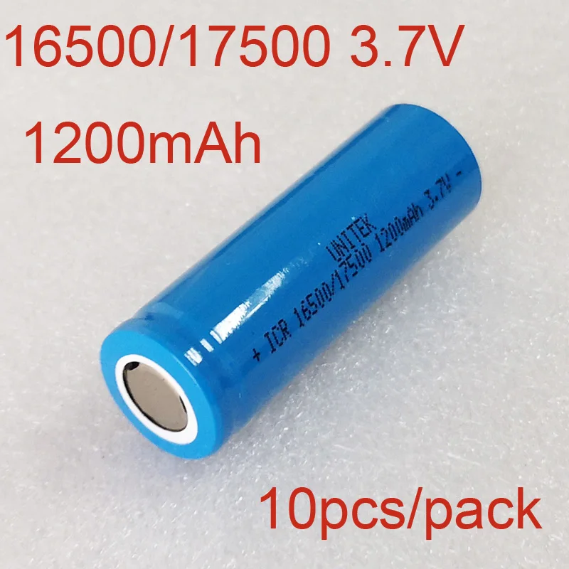 US 10PCS 1200mAh 3.7V 16500 lithium ion rechargeable battery 17500 li-ion cell baterias pilas for led flashlight digital device