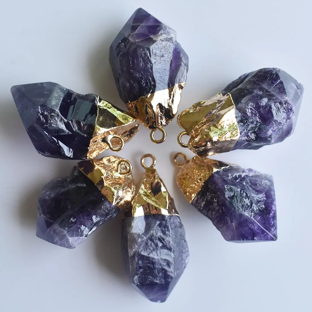 

Wholesale 6pcs/lot 2020 New fashion good quality natural Amethysts Irregular pendants for jewelry accessories making free