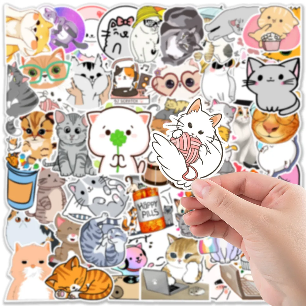 10/30/50Pcs สติกเกอร์แมวการ์ตูนของเล่นน่ารักสัตว์ Decals DIY สเก็ตบอร์ดสมุดภาพโทรศัพท์แล็ปท็อปกีต้าร์รถสติกเกอร์ Graffiti ของขวัญ