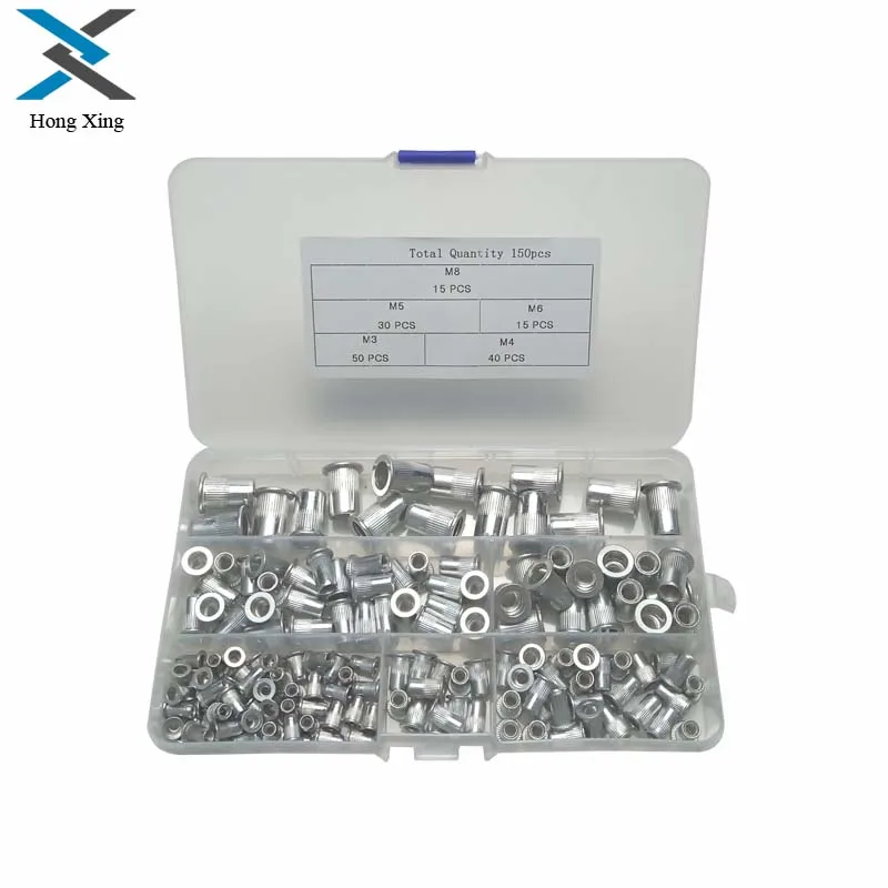 

150pcs Aluminum Alloy Rivnut Flat Head Threaded Insert Cap M3 M4 M5 M6 M8 Rivet Nut