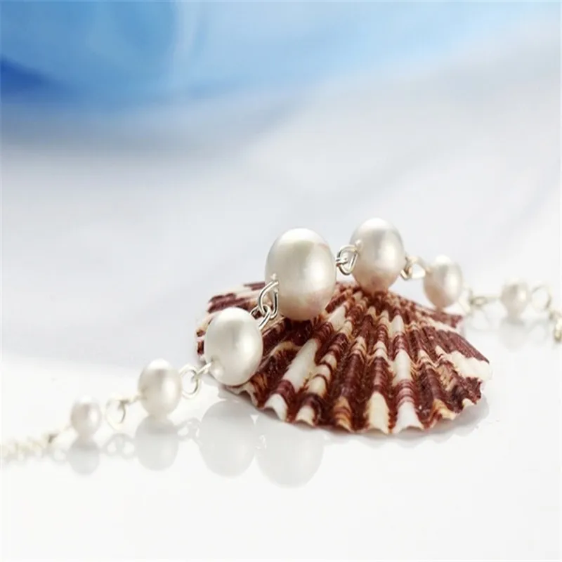 Fashion Jewelry 925 Silver necklace vintage simple beaded pearl single-layer necklace