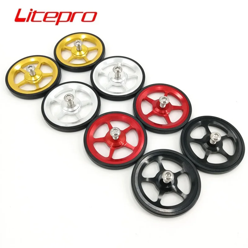 Litepro dla Brompton tylny bagażnik Easywheel 60mm stop aluminium Easy Wheel rower składany bagażniki towarowe akcesoria