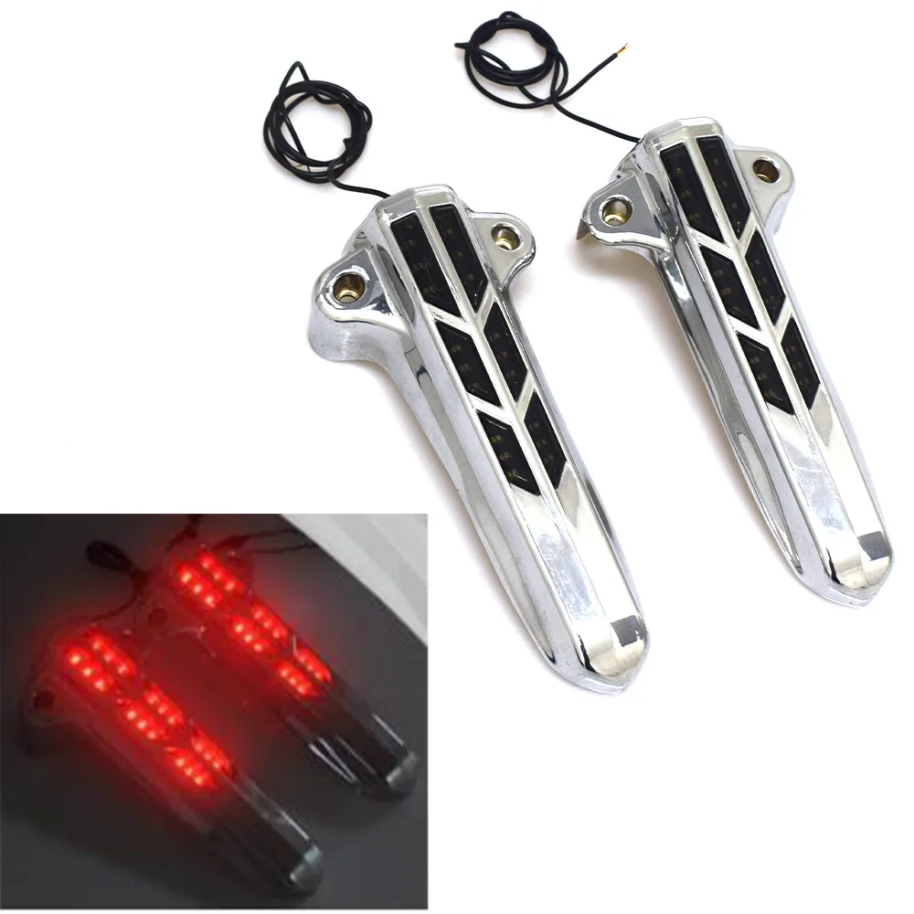 

Motorcycle Chrome Front Lower Fork Leg Slider Cover LED Light For Harley 14-19 Glide FLHT FLHX FLHR Ultra Classic Motor Parts