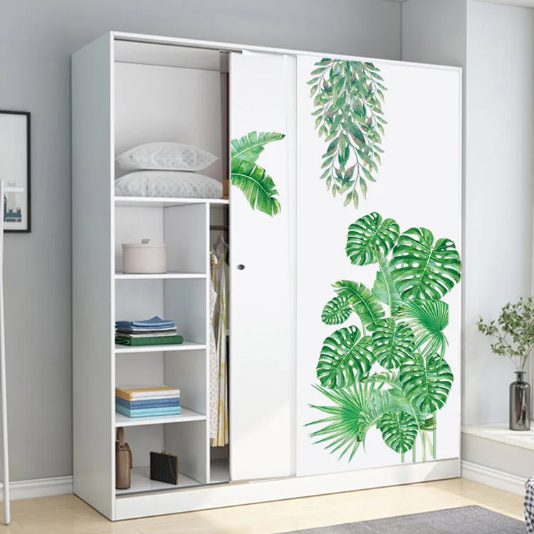 Große tropische Pflanze Wanda uf kleber Schlafzimmer Wohnzimmer Dekoration PVC selbst klebende Wandbild Wohnkultur Kunst Aufkleber grüne Blatt Tapete – Detail 6