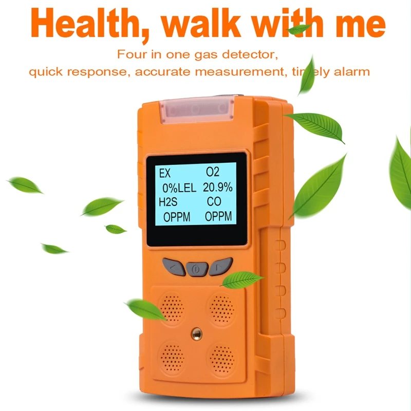 Portable Voice Type Multi Gas Detector EX H2S CO O2 Real Time Digital LCD Air Quality Monitor Gas Leak Alarm Sensor Analyzer