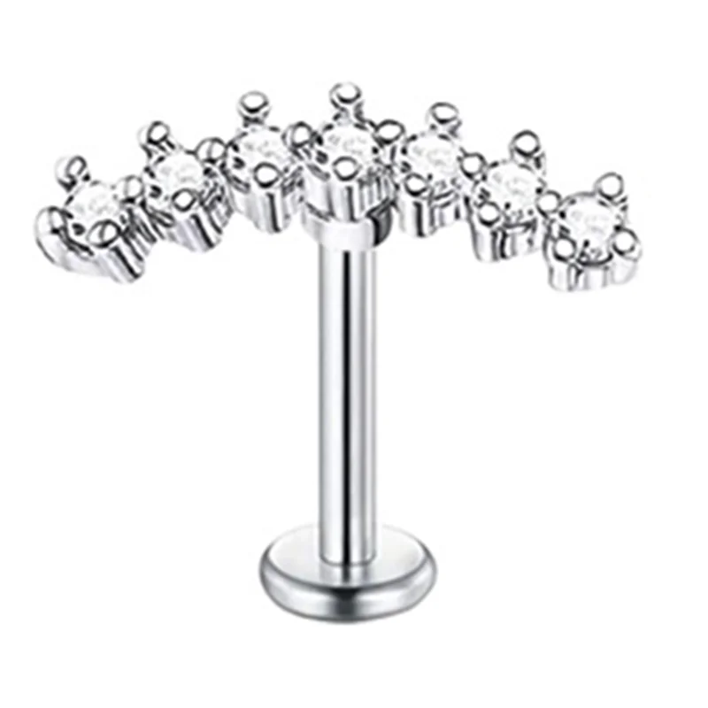 Crystal Flower Tragus Piercing Earring, Flat 16G