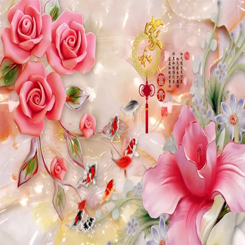 Custom Mural Wallpaper 3D Stereo Magnolia Rose Flowers Oil Painting Living Room Bedroom Study Home Decor Classic Wall Papers 3 D