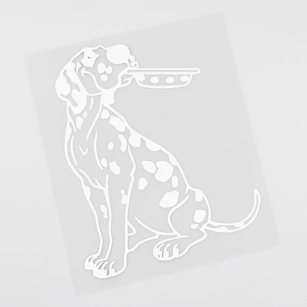 YJZT 11.1CMX13.8CM Funny Kitchen Dalmatian Puppy Dog Pet Decal Vinyl Car Sticker Black/Silver 8A-0579