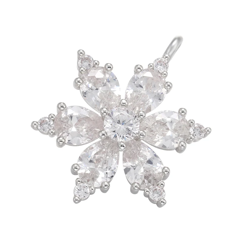 ZHUKOU gold color Crystal Snowflake charms for Handmade Earrings Necklace Jewelry Accessories Supplies Wholesale VD1021
