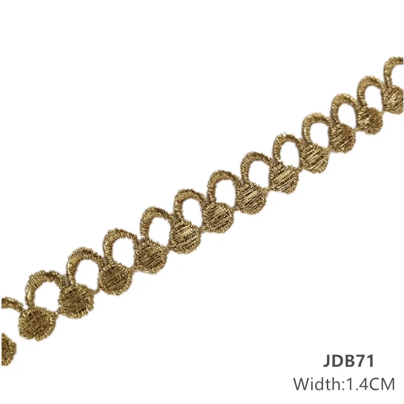 zsbszc heiß, 2 Yards Breite 0,6-1,8 cm, genähte goldene Spitzenborte, Zopfspitze, DIY-Bekleidungszubehör, Makramee-Stickspitze JDB69 JDB78 – Detail 3