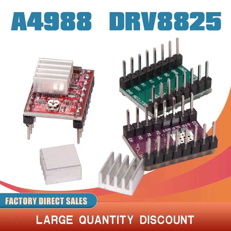 Controlador de Motor paso a paso DRV8825 A4988 con disipador de calor piezas de impresora 3D para SKR V1.3 1,4 GTR V1.0 RAMPS 1,4 1,6 MKS GEN V1.4 board