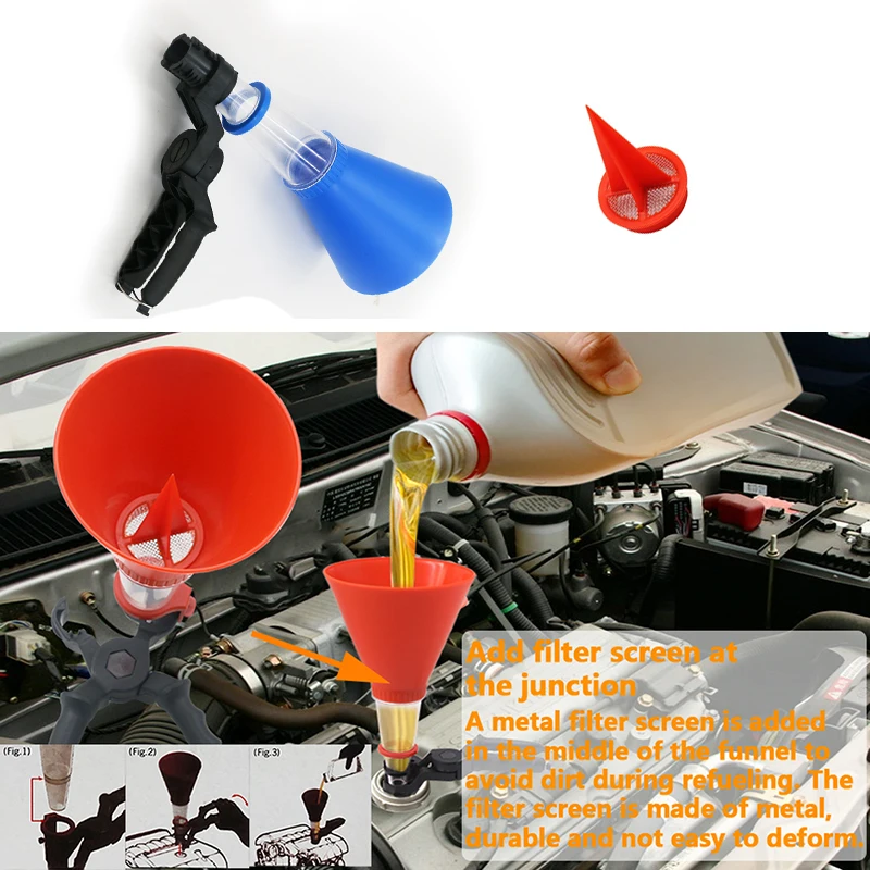 Universal Engine Oil Filling Set,Adjustable Gasoline Adapters Oil Change Equipment Kit with Adjustable Width Holding Clamp