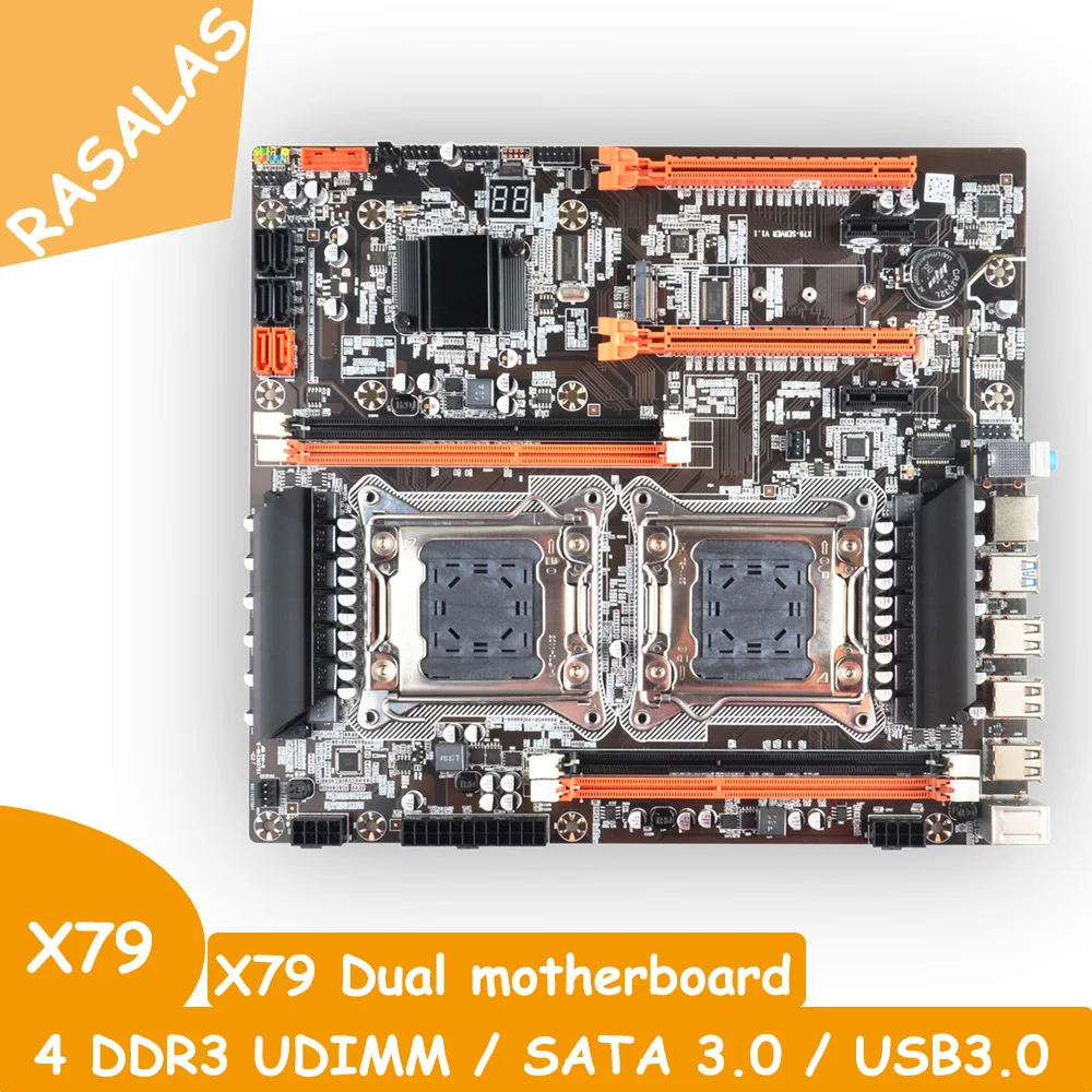 

X79 Dual CPU motherboard ATX 4*DDR3 128GB LGA2011 USB3.0 SATA3.0 M.2 mainboard