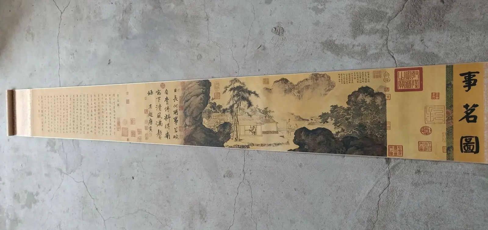 

140" Chinese Xuan Paper Hill Water Scenery 'shì míng tú' Long Scrolls Painting