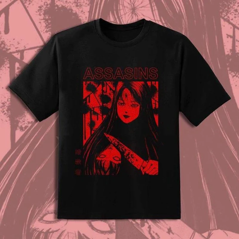 T-shirt Manga Horror in stile giapponese Assassins donna Tomie Kawakami Gothic Harajuku Anime Tee top donna Grunge regali di Halloween