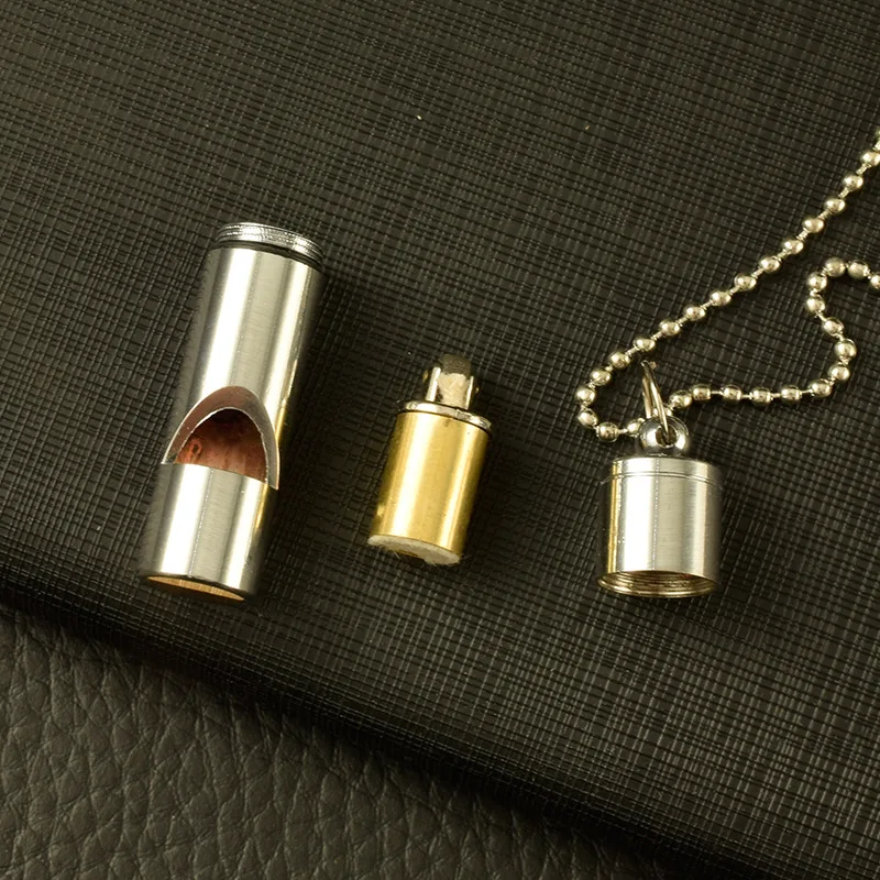 Outdoor Mini Petroleum Lighter Whistle Waterproof Grinding Wheel Kerosene Lighter Keychain Refillable Gasoline Lighter