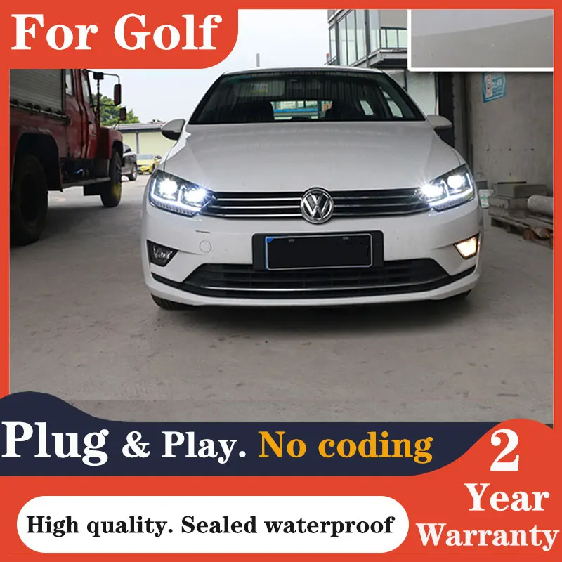 รถจัดแต่งทรงผมโคมไฟสำหรับ Golf Sportsvan ไฟหน้า2016 Golf 7 Sportsvan LED ไฟหน้า Bi Xenon โปรเจคเตอร์เลนส์อุปกรณ์เสริมอัตโนมัติ