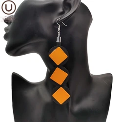 UKEBAY New Orange Wood Earrings For Female Long Drop Earrings Handmade Jewelry Goth Ear Accessories Women Wooden Jewellery Gifts