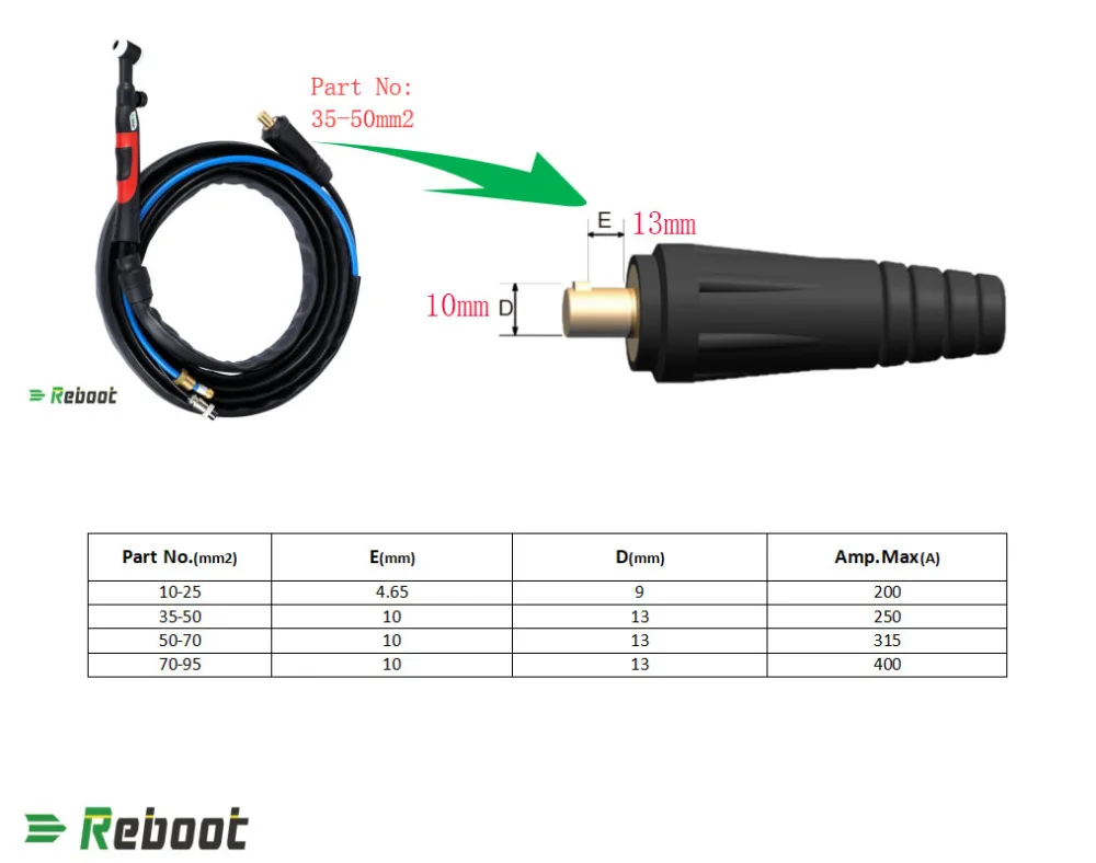 Reboot TIG Welding Torch Welding Gun WP17FV with 13 Feet 4M TIG Welder Adapter for High Frequency Lift TIG Arc Welder