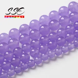 Natural Lavender Purple Chalcedony Jades Beads Round Stone Beads For Jewelry Making DIY Bracelets Accessories 4 6 8 10 12 14mm