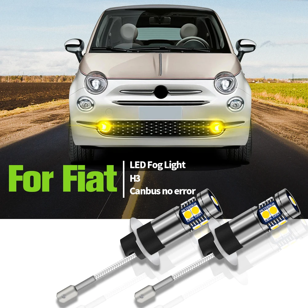 2pcs LED Fog Light Blub Lamp Canbus H3 For Fiat Punto 500C 500 2007 2008 2009 2010 2011 2012 2013 2014 2015 2016 2017