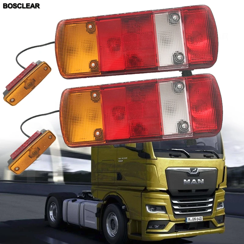 

2X 24V For Scania Volvo Mercedes Benz Daf Man Renault Mack Other European Trucks Tail Lights Trailer Rear Taillights Side Lamp