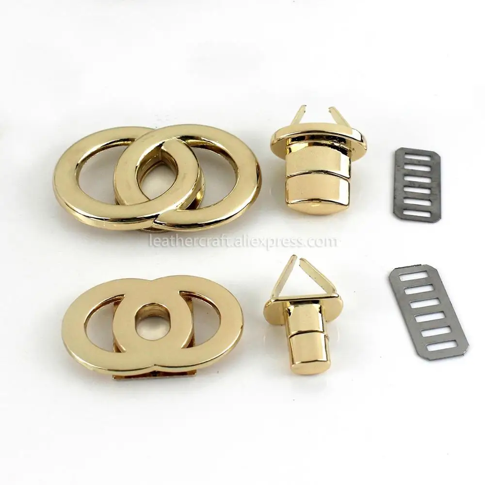 Metal Double circle Twist Turn Lock Clasp Buckle for Leather Craft Women Bag Handbag Purse DIY Hardware Accessories