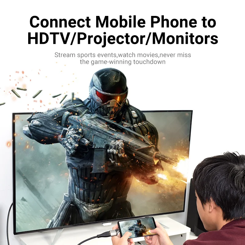 Адаптер Vention Type C HDMI USB C — 4K HDMI 2.0 для MacBook Samsung Galaxy S10/S9 Huawei Mate 20 P20 Pro USB C HDMI НОВЫЙ