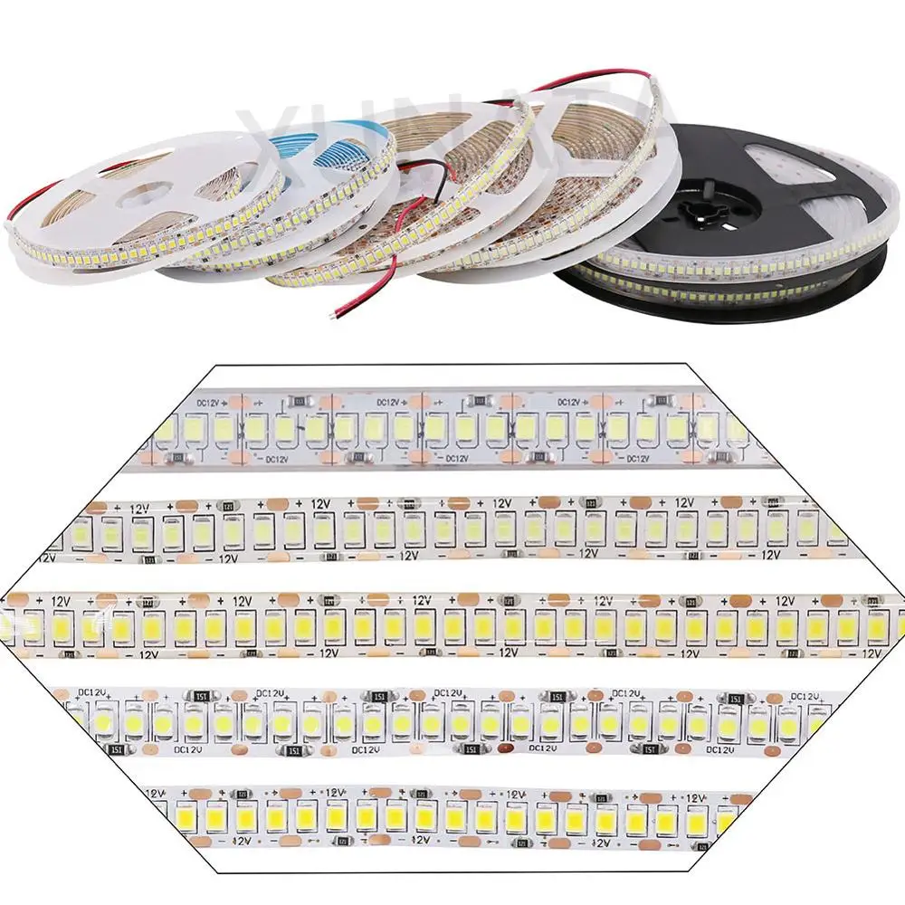 Led Lights Stripe Tape 12V SMD 2835 5m 1200Leds 12 V Volt Waterproof 240Leds/m Led Flexible Lamp String White / Natural White