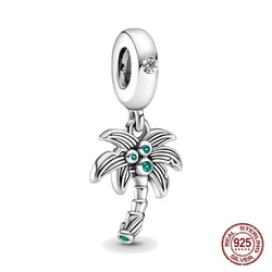 New 925 Sterling Silver Palm Tree & Coconuts Dangle Charm fit Original Pandora Charms Bracelet DIY S925 Jewelry