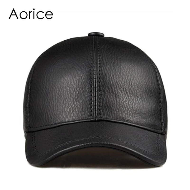 Aorice Fashion Simple Genuine Leather Baseball Cap Hat Men Winter Warm Brand New Cow Skin Women Newsboy Caps Sport Hats HL171-F