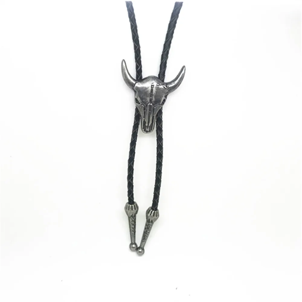 Western cowboy Bolo tie bull head skórzany krawat moda męska codzienne z kokardą krawat do garnituru akcesoria