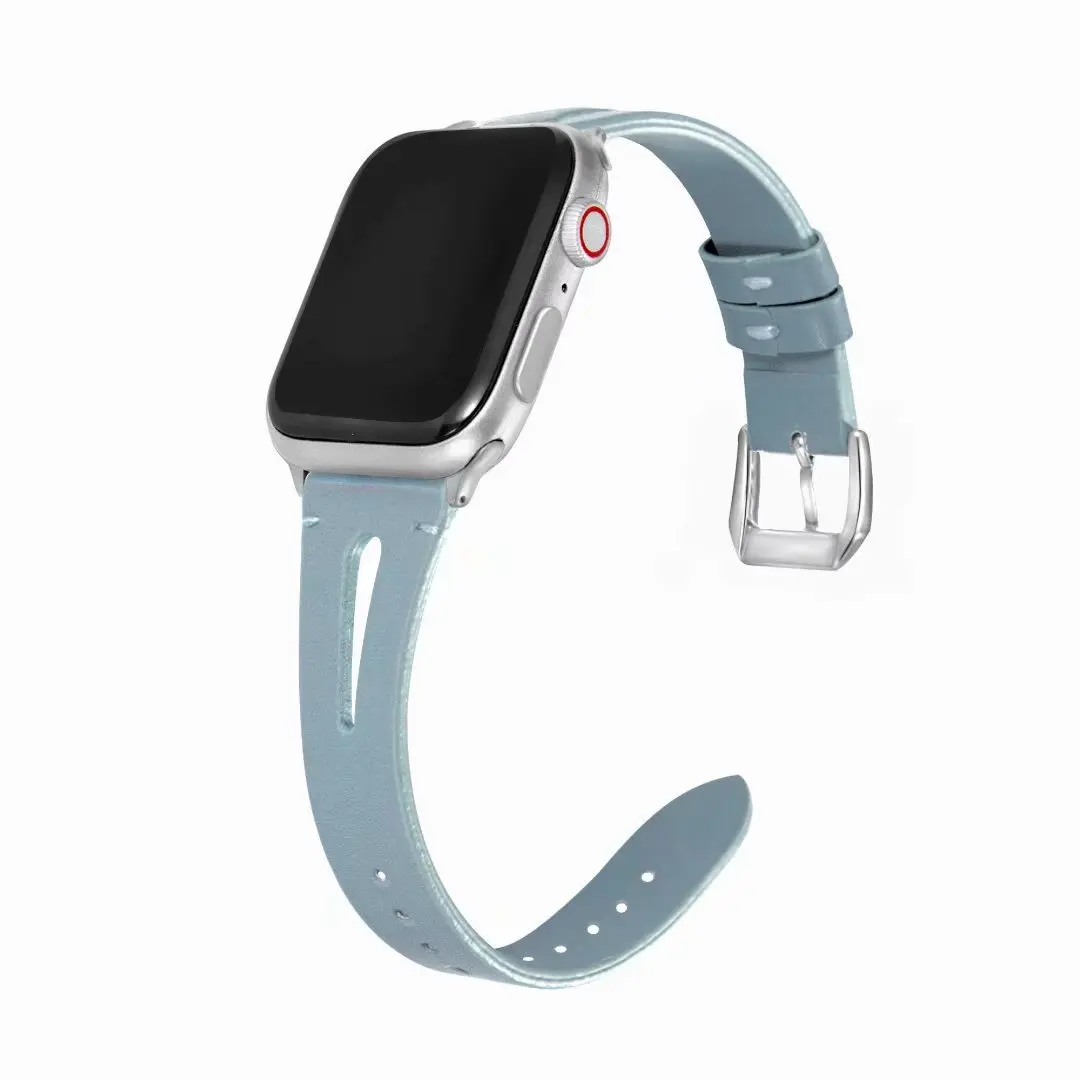 สายหนังแท้บางสําหรับ Apple Watch Ultra 49mm Series 10 9 8 7 45 มม.41 มม.6 5 4 3 2 1 SE