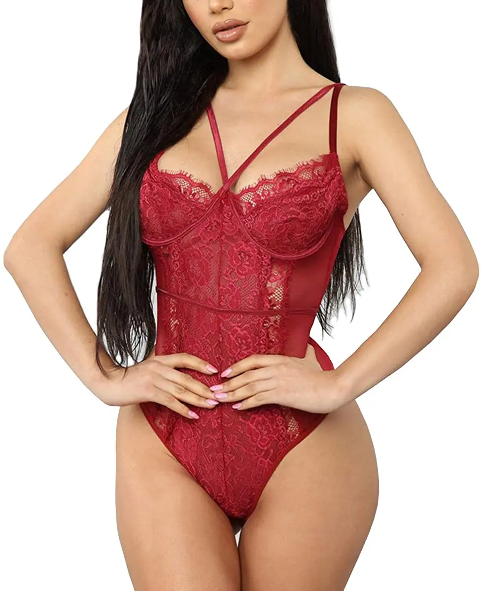 Buitifo Womens Sexy Bodysuit Lingerie One Piece Babydoll V Neck Teddy Snap Crotch