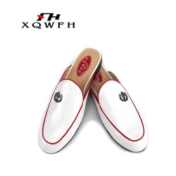 Men summer sandals casual flats banquet handmade men's slippers men dress shoes male smoking slippers plus size