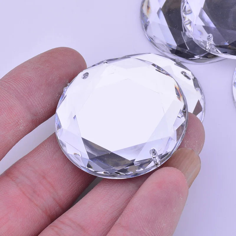 JUNAO 20Pcs 36mm Large Size Sewing Crystal AB Acrylic Rhinestones Flatback Cabochons Stone Non Hotfix Strass For Decoration