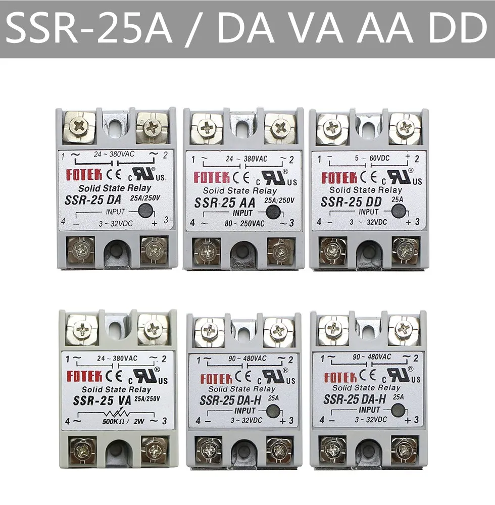 Твердотельное реле SSR-25VA SSR-25DA 1SSR-25DD SSR-25AA SSR-25AA-H реле AC Rele источник питания