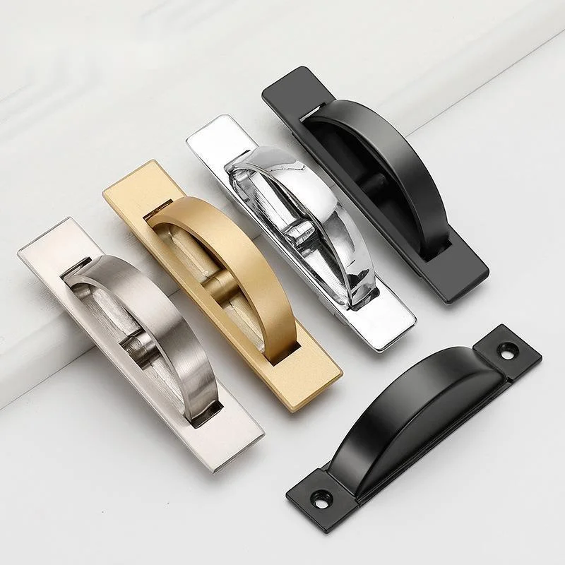 embedded rotary handle semi round tatami hardware dark handle zinc alloy invisible cabinet door handle