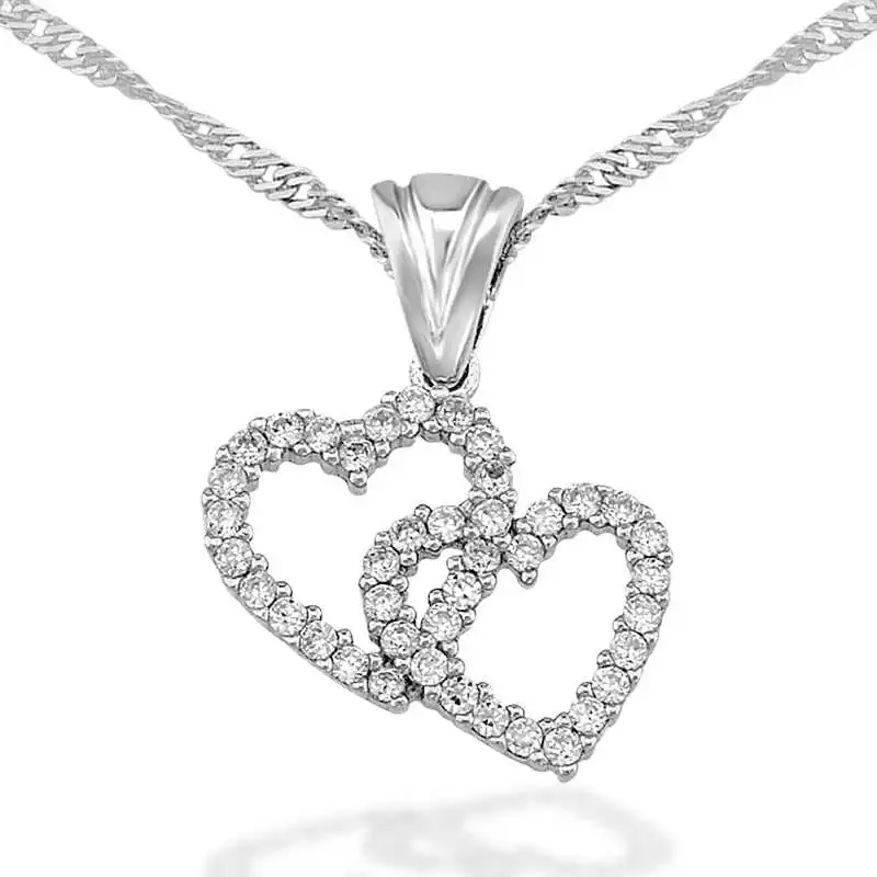 Sterling silver Heart Love Lady 'S Necklace 925 Sterling Women Fine Jewelry Wedding Party Birthday Gift - Box - Stone - Pendant - Chain Choker - Female - Ladies - Fashion