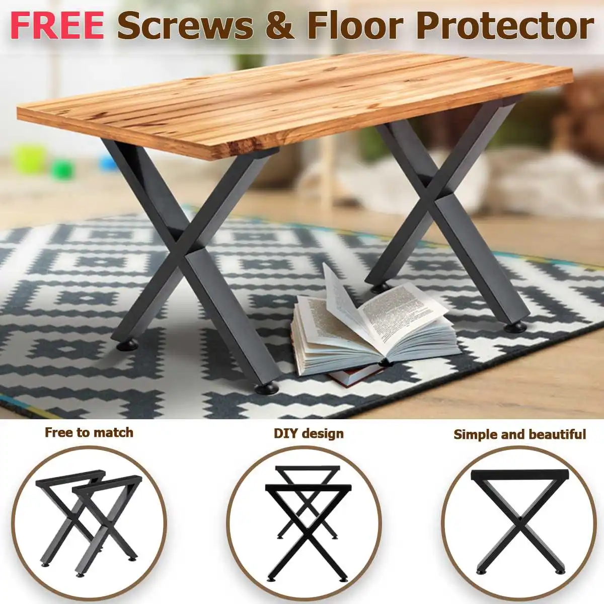 2pcs 40cm/71cm Metal X-Shape Furniture Legs Wrought Iron Table Legs Coffee Tables Stand Foot Sofa Desk Furniture Accessories