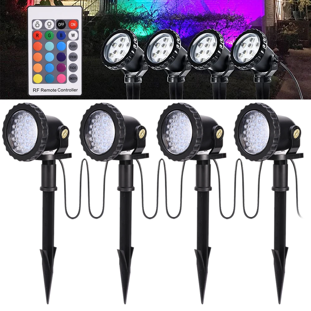 

12W LED RGB Lawn Light Waterproof Landscape Spotlight Remote Control Dimmable LED Lamp Garden Pathway Patio Lights Decor D30