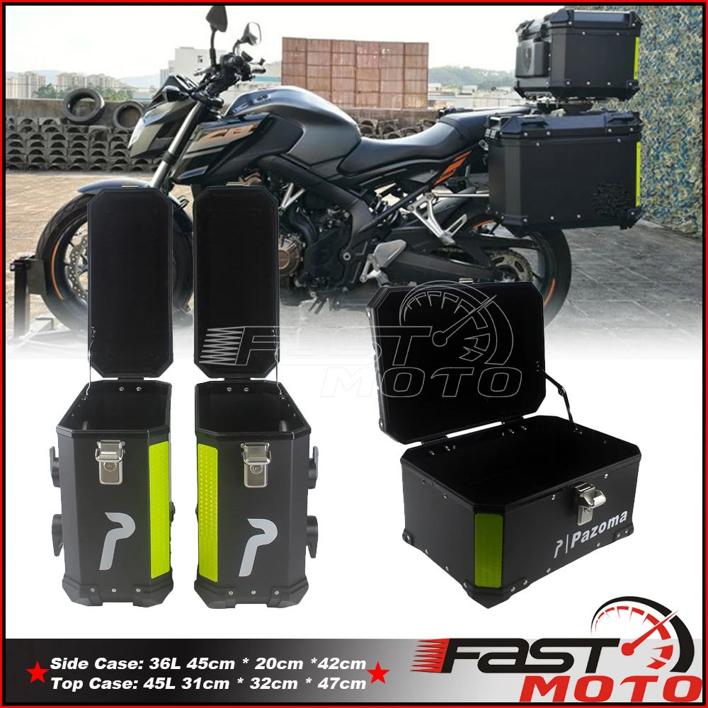 

Motorcycle Aluminum Trunk Bin Side-Case Top-Case Saddlebag Pannier Cargo Tail Boxes for BMW R1200GS F800 Honda Suzuki 36L 45L